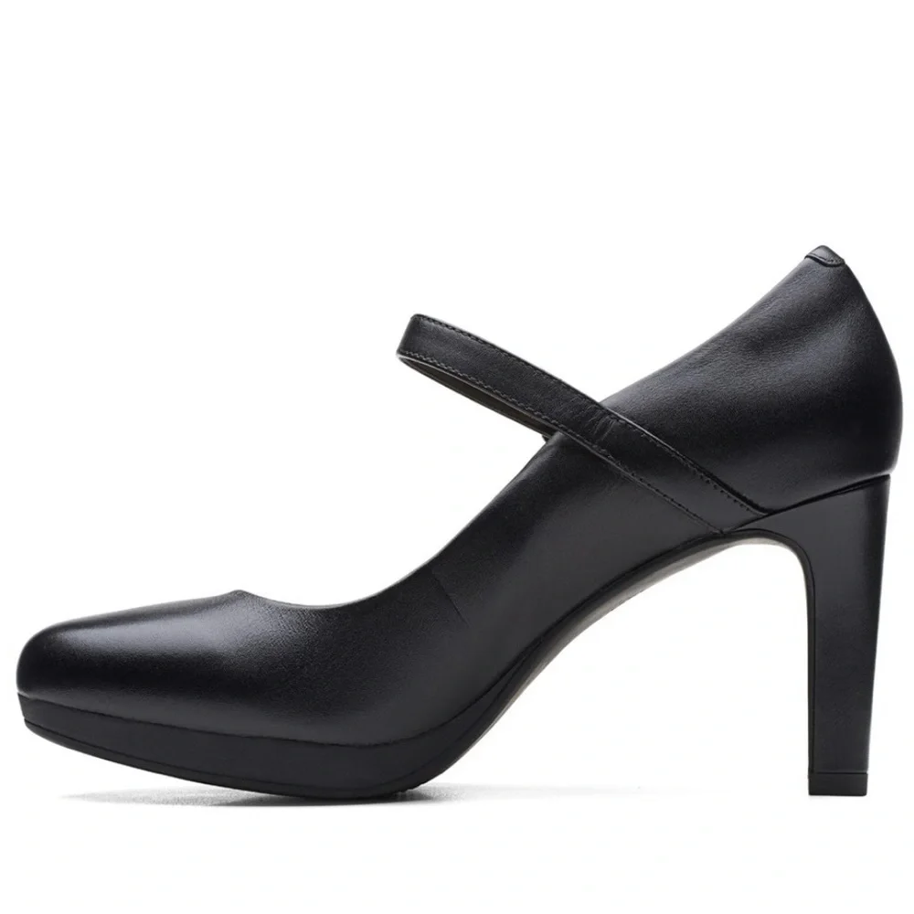 Clarks Ambry Shine Black Leather Mary Jane Heel Shoes Sz 8.5 M - Picture 3 of 11